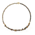 Tigereye stone geometric ball bracelet with bronze setting in brown colour