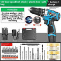 12V dual speed impact pistol drill electric screwdriver with plastic storage box and luxury packaging