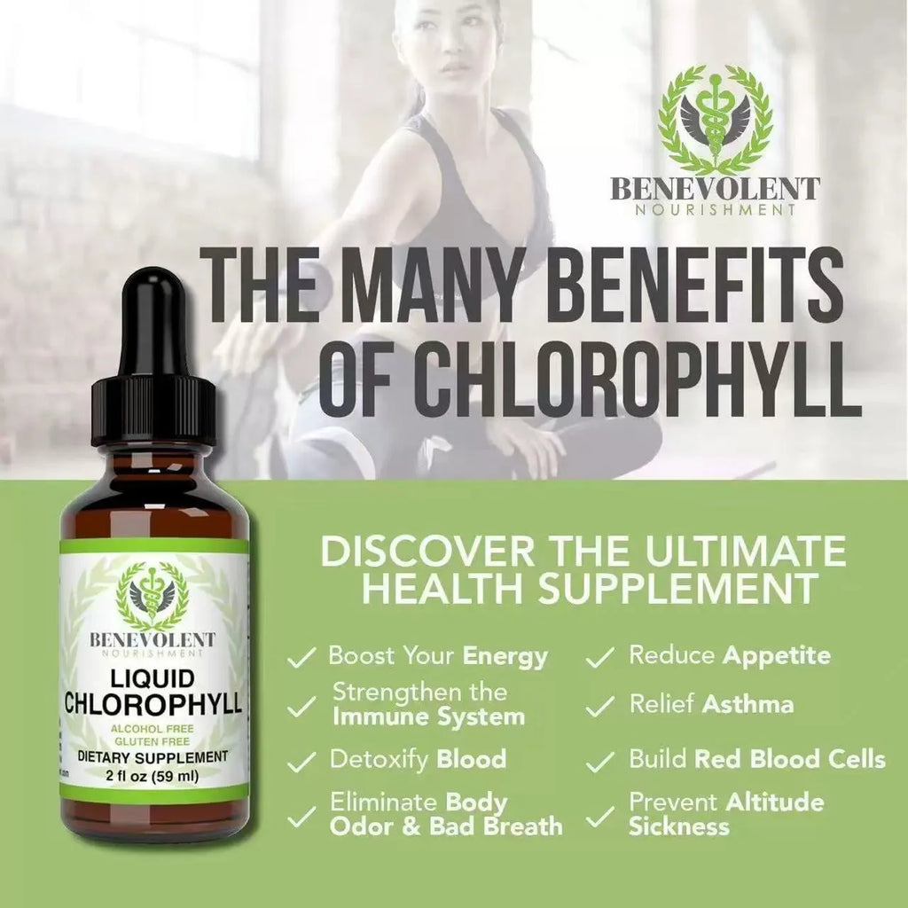 60ml bottle of natural liquid chlorophyll drops for adults with dropper