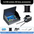 Underwater fishing camera with 4.3-inch screen, camera unit, and coiled cable on a fishing boat deck