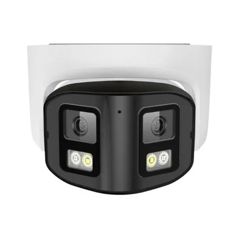 4MP dual-lens panoramic CCTV camera with safety belt design and IP66 rating