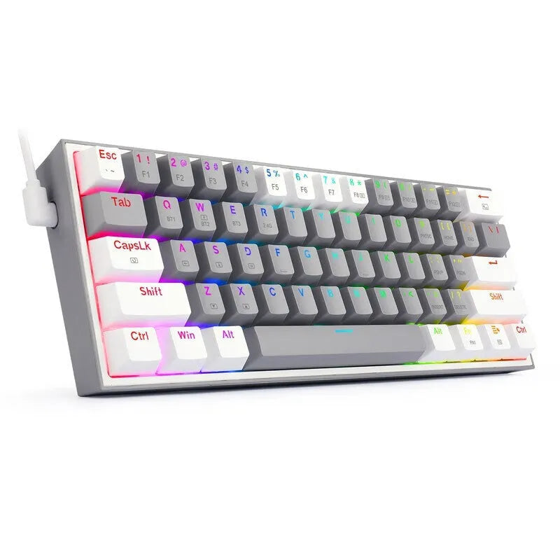 White pink mechanical keyboard with RGB lighting and dual-colour keycaps