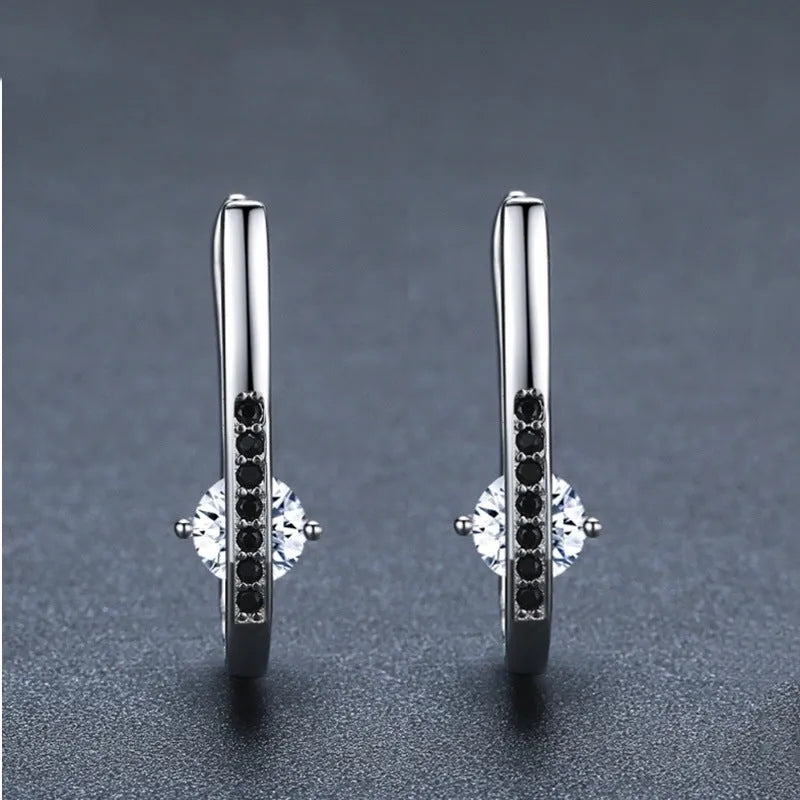 Black copper U-shaped ellipse earrings for women simple natural style design