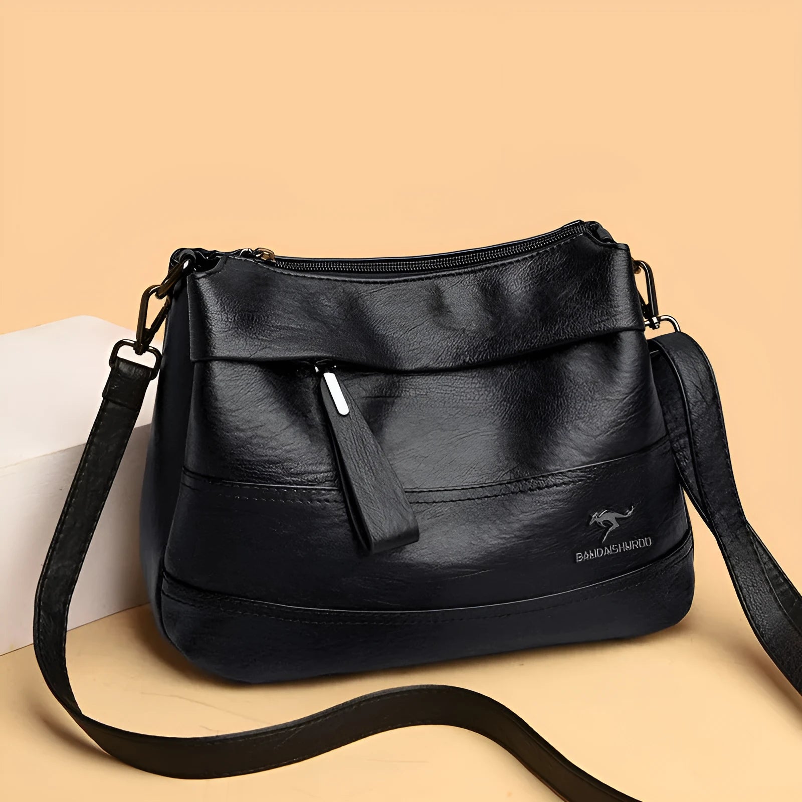 Soft PU leather shoulder messenger bag for women, urban simplicity style, multiple colours including black and yellow