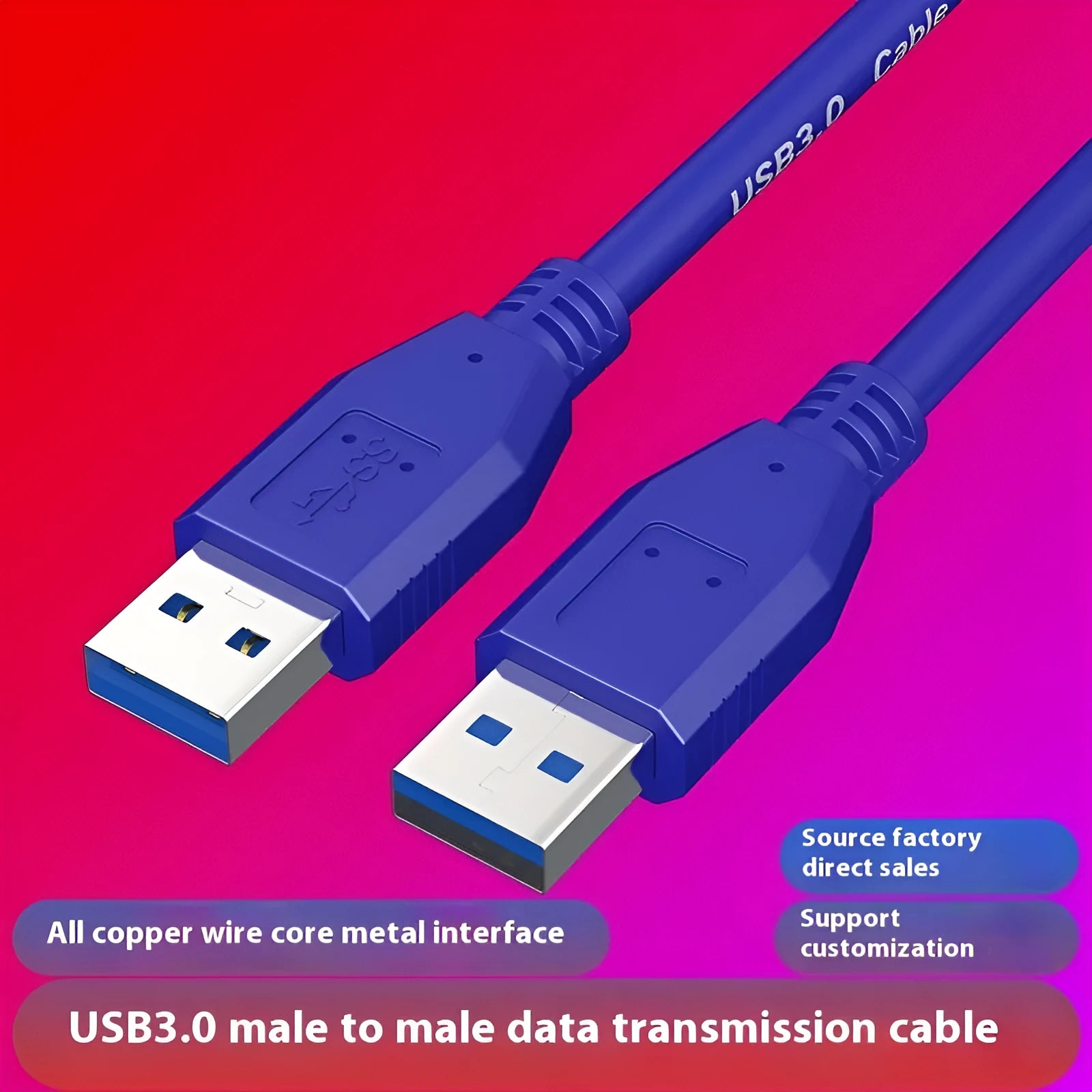 USB 3.0 data cable with nickel-plated connectors for mobile hard disk boxes