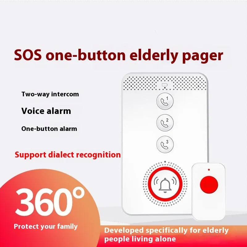 White elderly emergency alert system with one buzzer unit and three call buttons