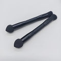 Double-headed miter sponge concealer brush with black wooden handle and artificial fibre bristles