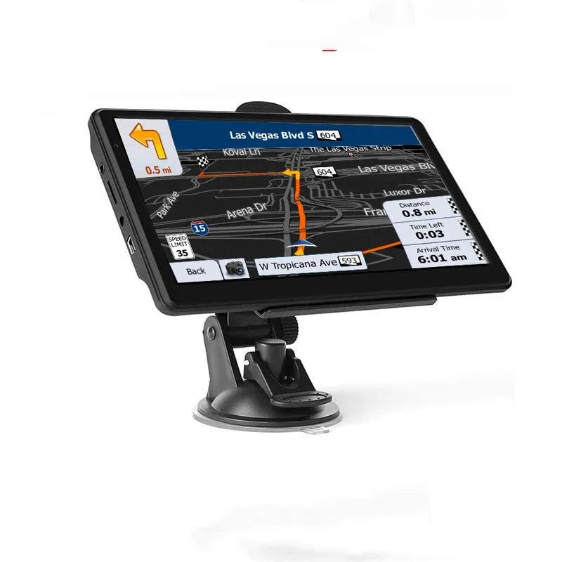 7-inch portable car GPS navigation device with touch screen on dashboard bracket