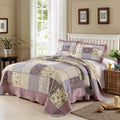 Pure cotton quilted bedspread and two pillowcases set on a bed, showing Korean style and non-slip texture.