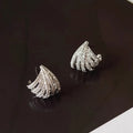 Geometric line design earrings with zircon stones in platinum colour electroplated finish