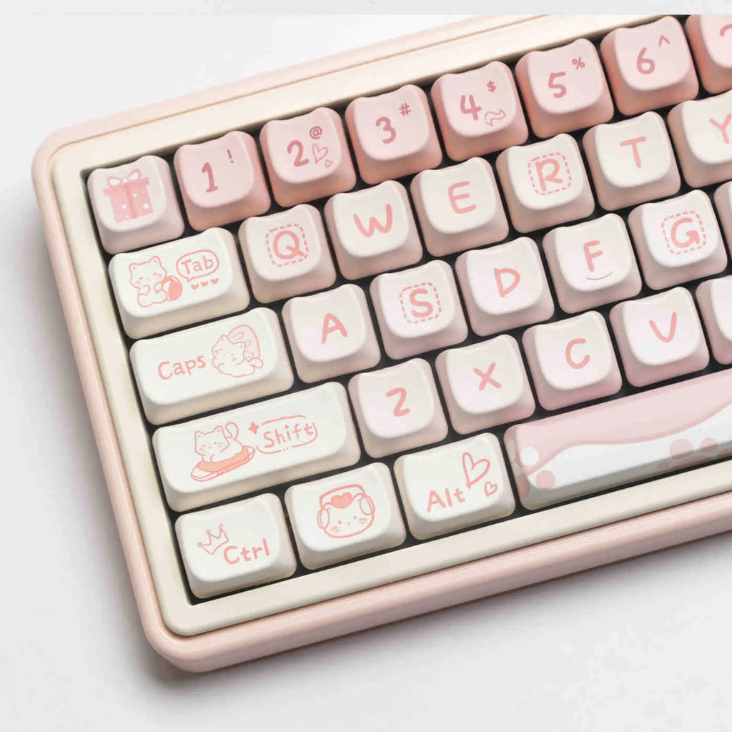 Full set of PBT sublimation printed keycaps for mechanical keyboards, over 98 keys with universal profile