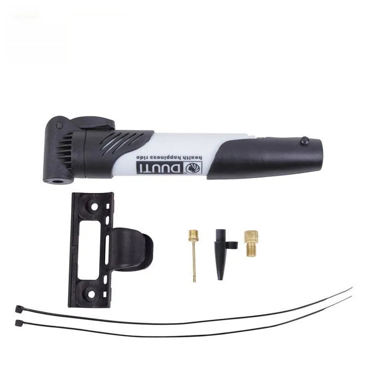 Portable plastic bicycle mini inflator available in eight colours for emergency tyre inflation