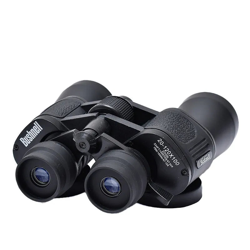 Outdoor binocular telescope with continuous zoom and double barrel construction for high power HD viewing