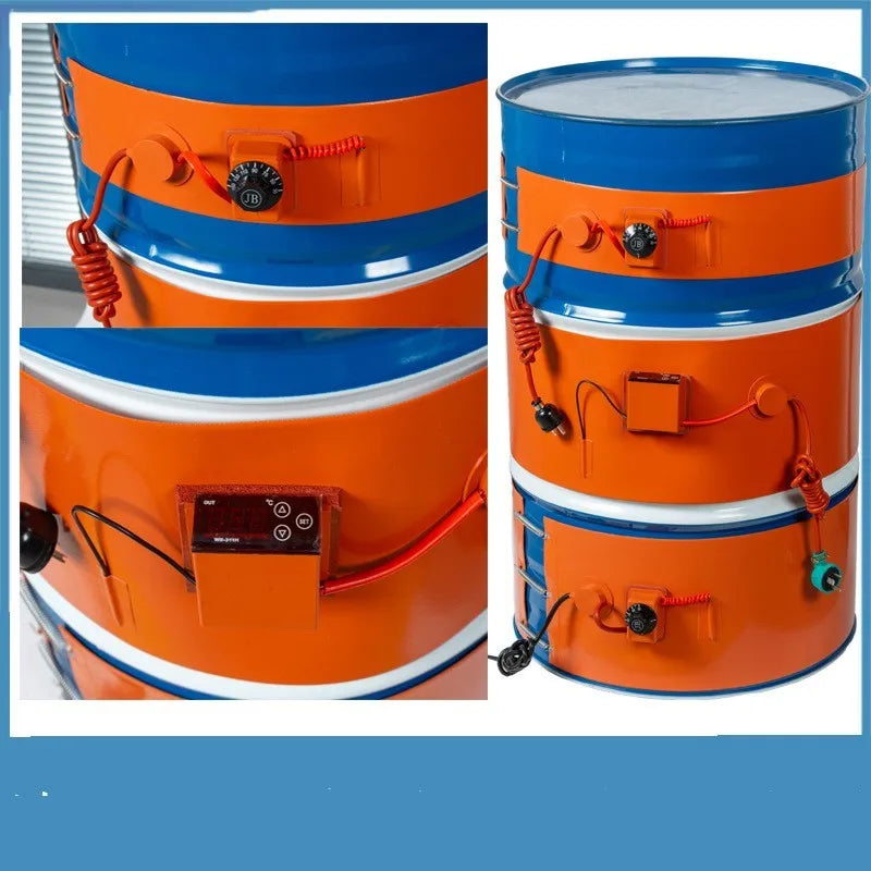 Silicone rubber heating belt wrapped around 200-litre industrial oil drum
