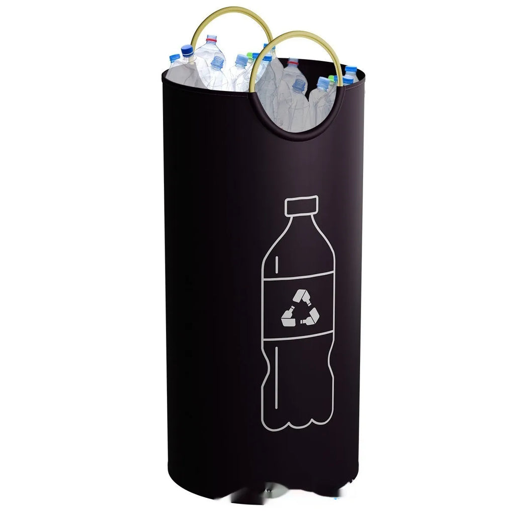 Round portable PP plastic trash can measuring 38x72cm with pattern and plain colour options