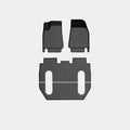 TPE waterproof foot pads for Tesla Model X showing front, rear, and tailbox mats
