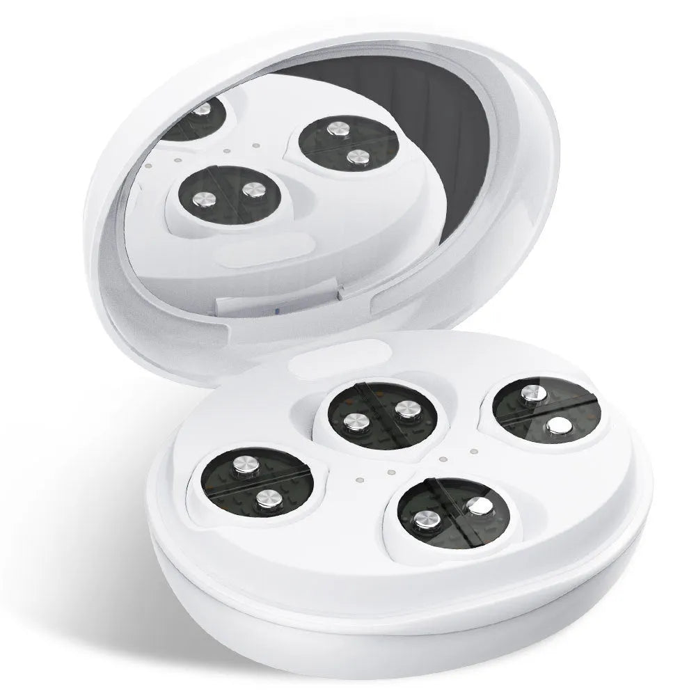 White wireless red light EMS facial and eye massager for home dark circle treatment