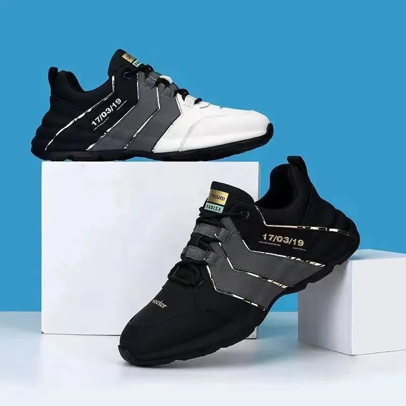 Casual sneakers for teenagers with thick plastic sole and mesh lining in grey and black colour