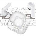 Wireless Bluetooth in-ear headset shown in one of five colour options: Black, Blue, Green, Pink, or White.
