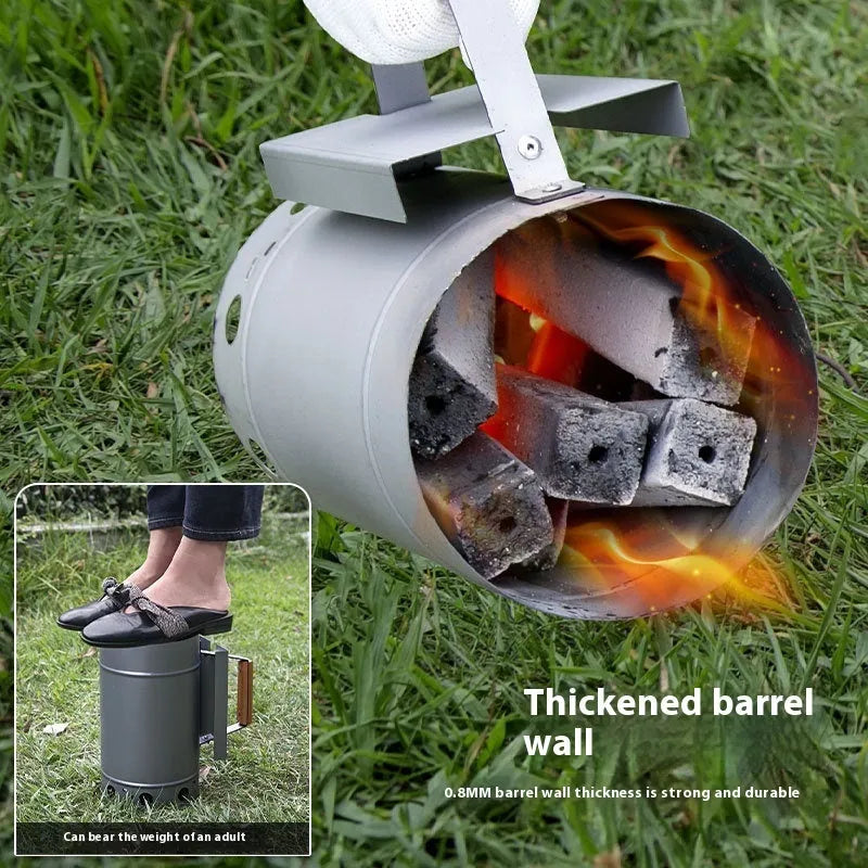Zinc-iron alloy outdoor charcoal fire starter igniter with carbon bucket style.