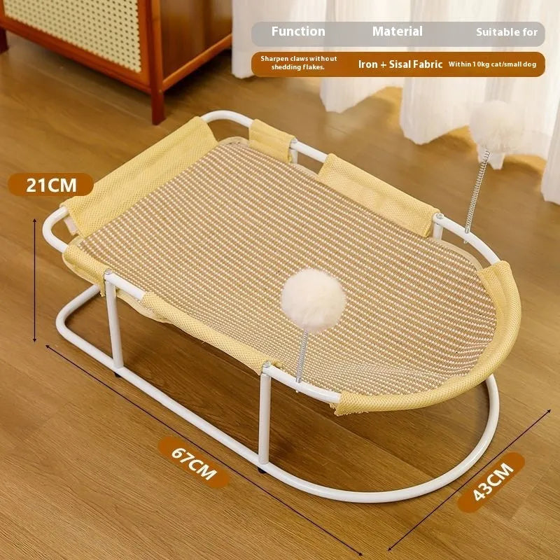 Large fabric cat kennel pet bed with breathable sides, shown in grey colour