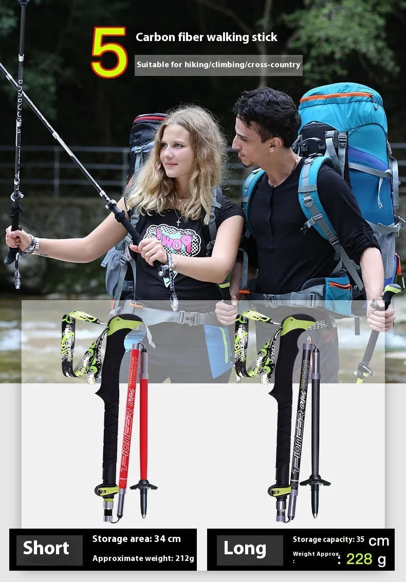 Carbon fibre folding climbing cane with tungsten steel tip in red or matte black colour options