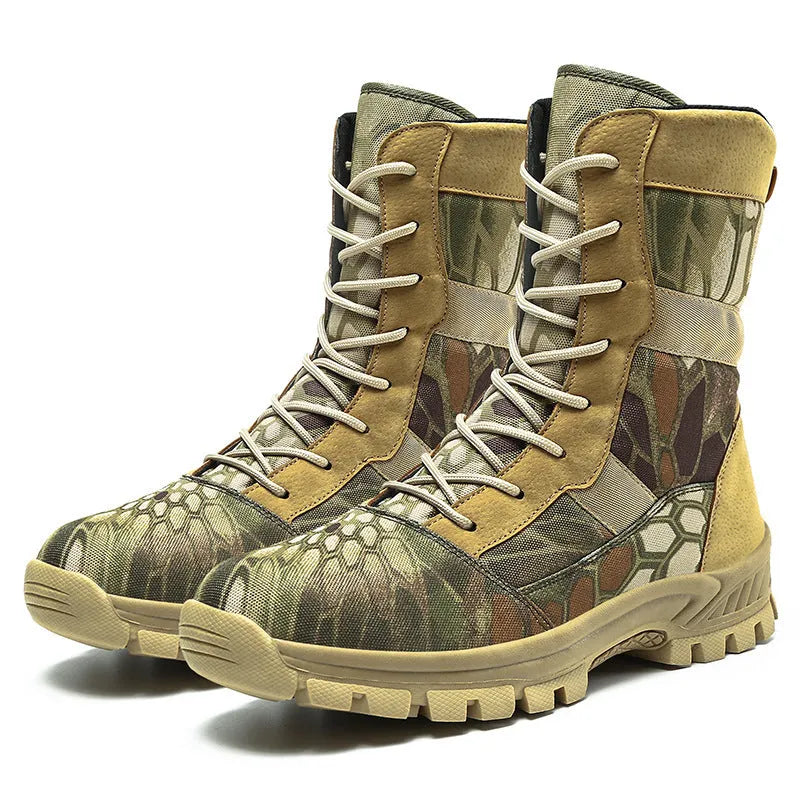 Men's black and camouflage high-top mesh Martin boots shown in sizes 39 to 46.