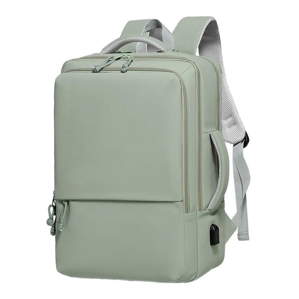 Waterproof Oxford cloth backpack in business style with air pillow belt system, shown in multiple colour options