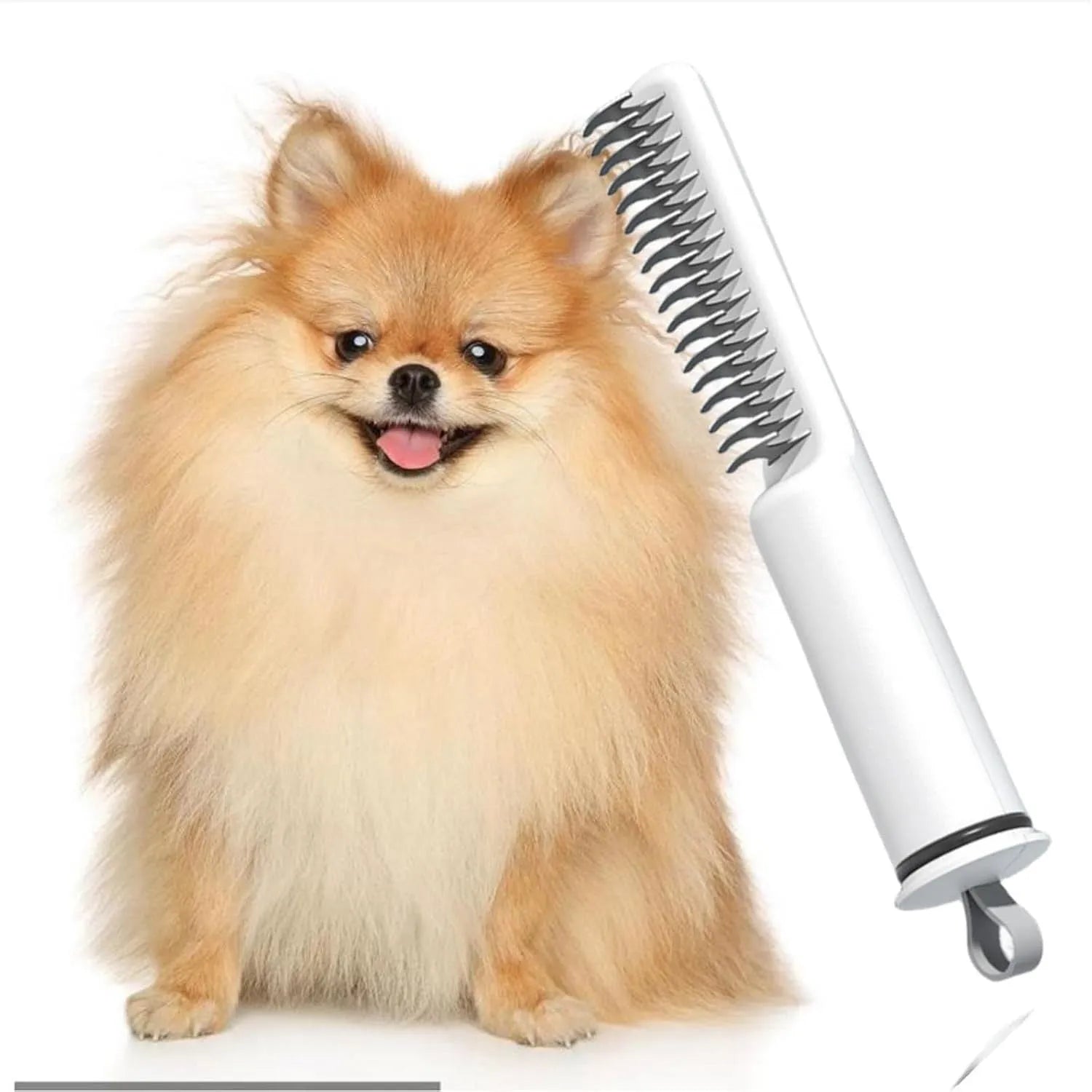 Stainless steel pet dematting comb with comfortable handle for removing knots from dogs' coats