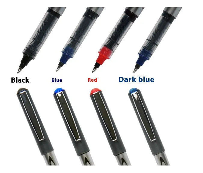 Water-based signature pen with 0.5mm fine tip, shown in black, blue, ink blue, and red ink colour options