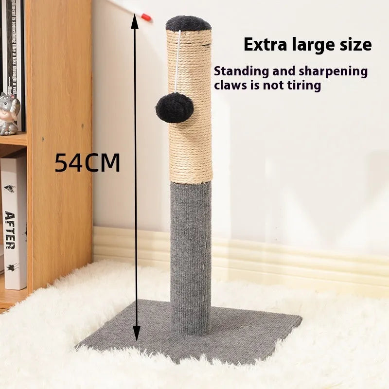 Vertical sisal cat scratch board with carpet cloth scratching pole in picture colour, simple style for cats