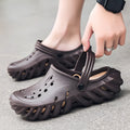 Men's beige EVA slipper sandals with hollow-out design and non-slip soles