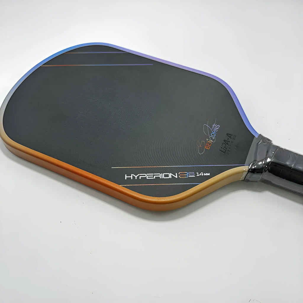Multicolour aurora matte pickleball racket with carbon fibre frame and honeycomb core construction