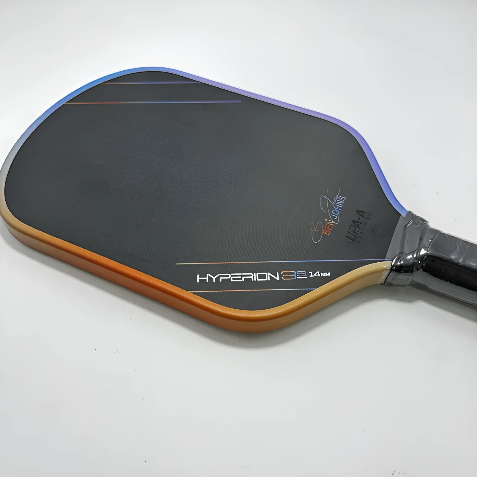 Multicolour aurora matte pickleball racket with carbon fibre frame and honeycomb core construction