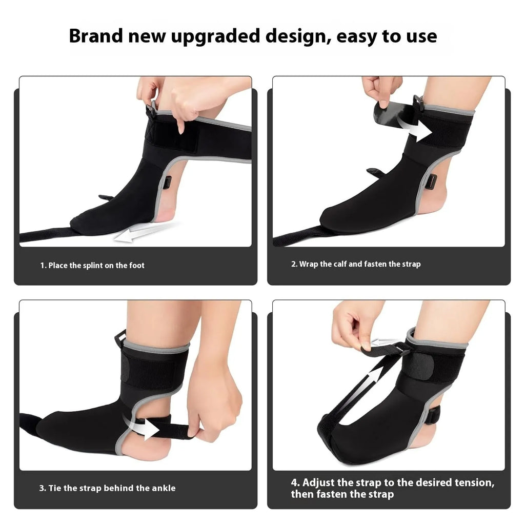 Adjustable neoprene foot dropping night splint unisex black and gray with stretch strap