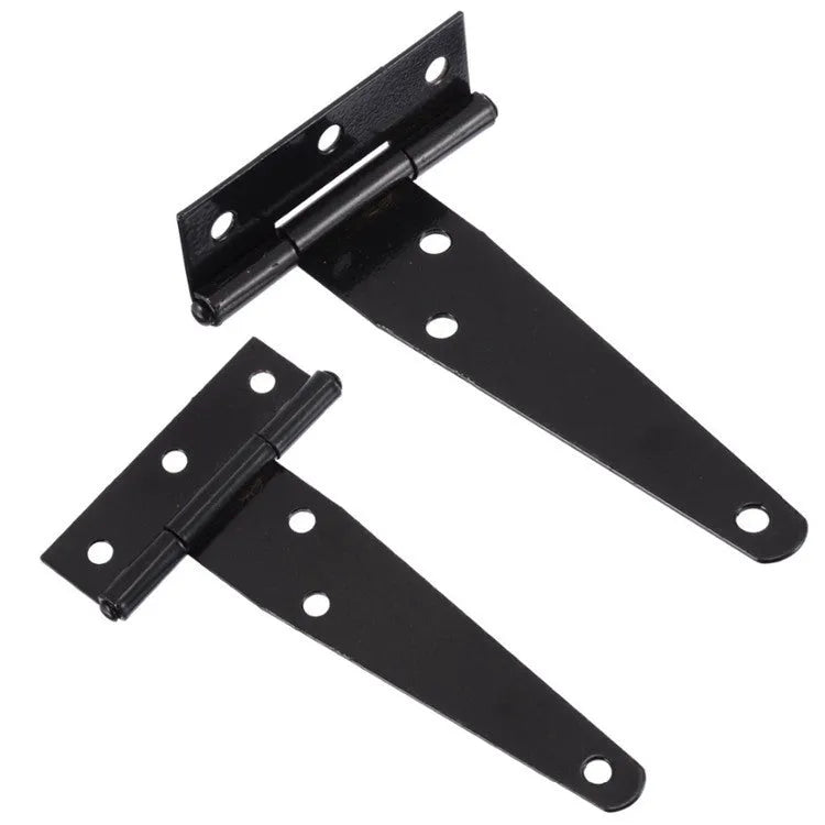 Fixed light T-shaped iron hinge for wooden courtyard doors with straight arm curvature
