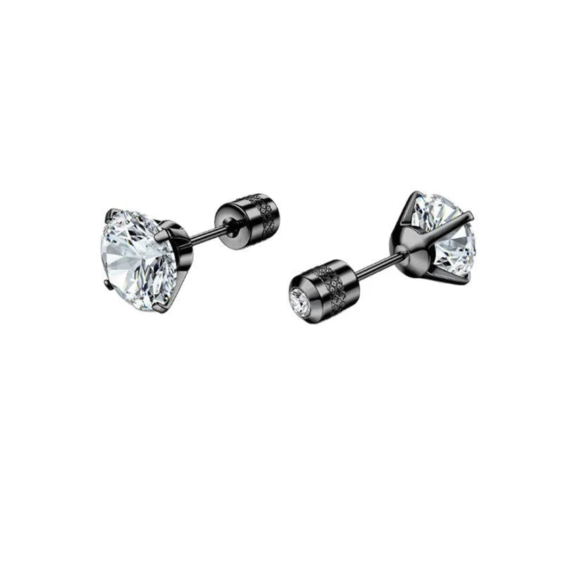 Geometric stainless steel zircon earring unisex diamond treatment multiple colours and sizes 3mm to 8mm