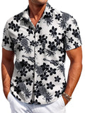 Men's slim fit short sleeve Hawaiian shirt in polyester fabric, shown in one of several available colours.