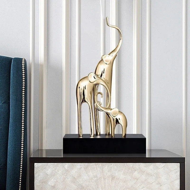 European style elephant decorative ornament in bright gold, rose gold, silver, or retro colour finishes
