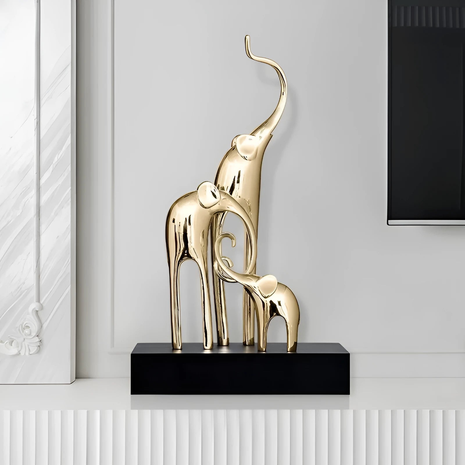 European style elephant decorative ornament in bright gold, rose gold, silver, or retro colour finishes