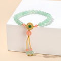 Green jade crystal bracelet with Chinese design handmade for women