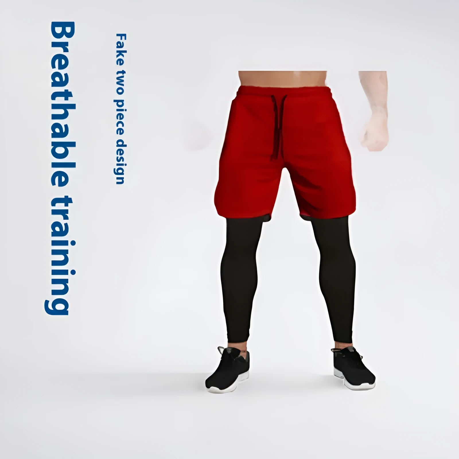 Polyester fibre fitness training running cycling bottoming pants in Army Green, loose fit, side view on mannequin