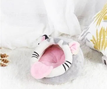 Small pet bed house in koala grey flannel for guinea pigs, ferrets, hamsters, hedgehogs, rabbits, and rats