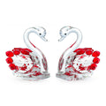 Crystal swan decoration in red, blue, pink, or violet with solid head or empty pipe style