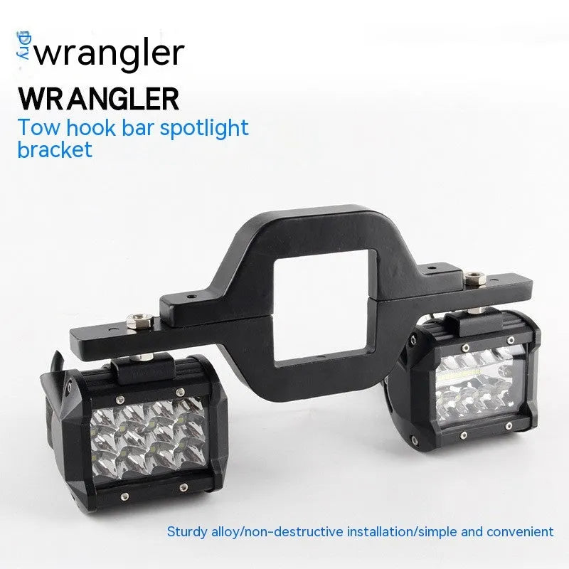 Black aluminium alloy light mounting bracket for a Wrangler Jeep vehicle