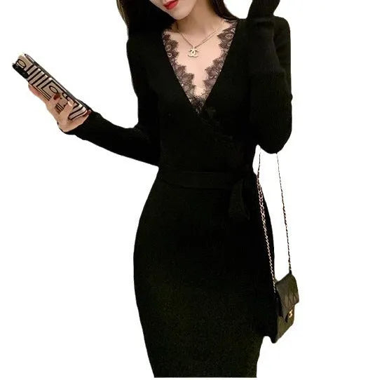 Black women's slim fit princess dress skirt made from polyester fabric.