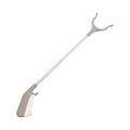 40cm long stainless steel and plastic garbage picker tool with push-type handle.