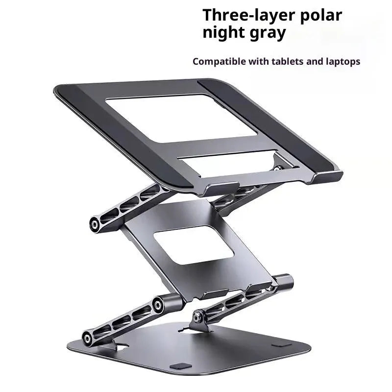 Three-layer adjustable carbon steel laptop stand for laptops under 15.6 inches, available in Bright Moon Silver or Polar Night Gray
