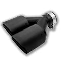 Black carbon fibre dual outlet exhaust pipe measuring 250mm for vehicle modification