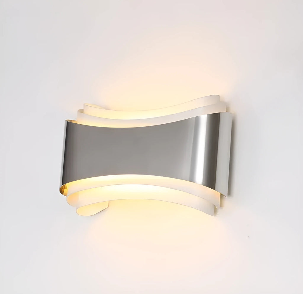 Modern white LED wall lamp with rectangular PMMA shade on a wall.